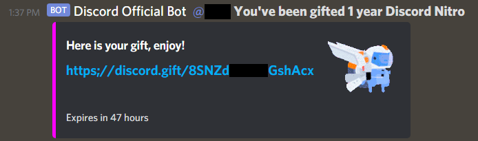 Phishing link in Discord