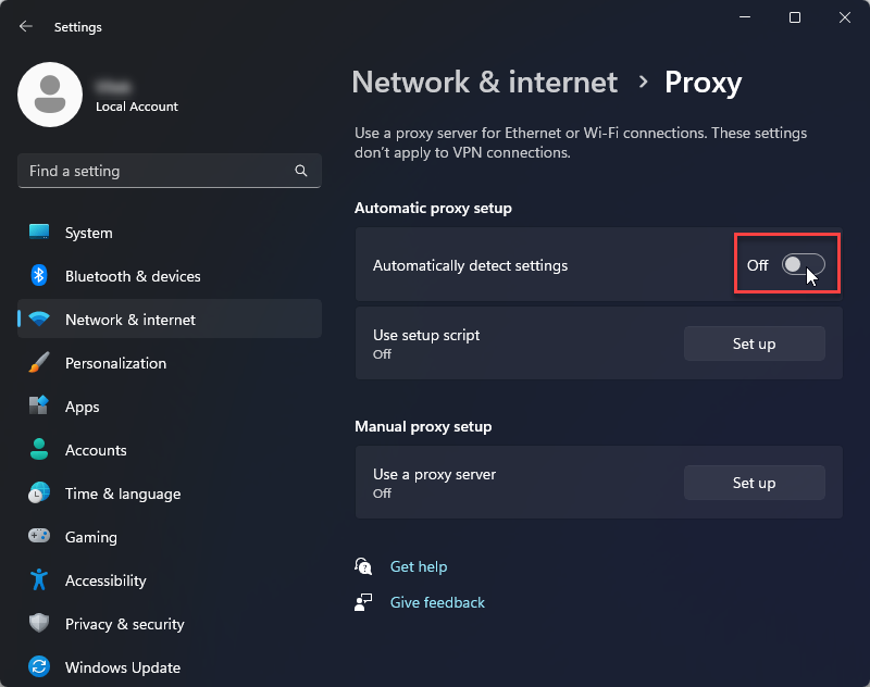 Proxy Settings