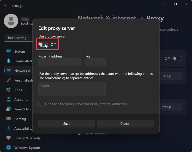 Enable proxy